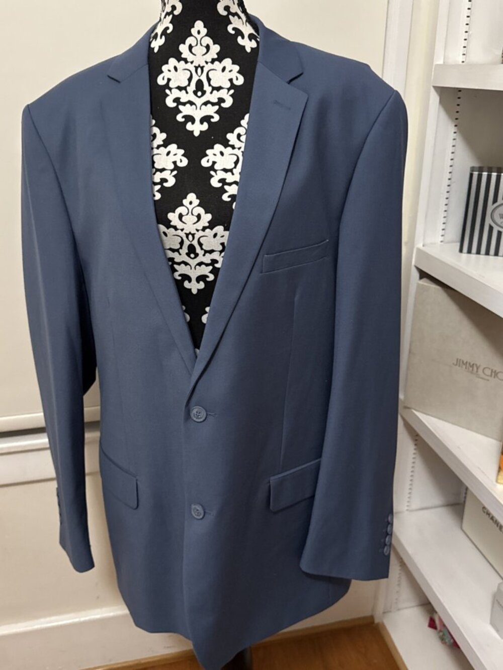 Alain Dupetit French Blue Jacket size 48L Very Nice Pocket still sewn Shut